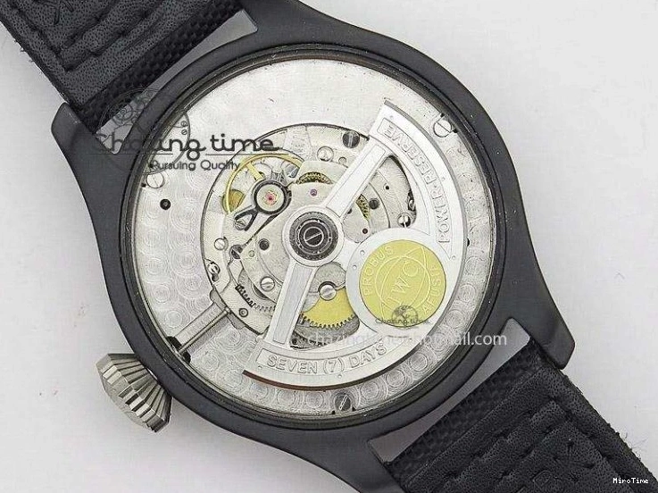 MIROTIME 0820 Durable Big Pilot 5019 Ceramic Case Black Dial Green Markers Asian 23J 7396
